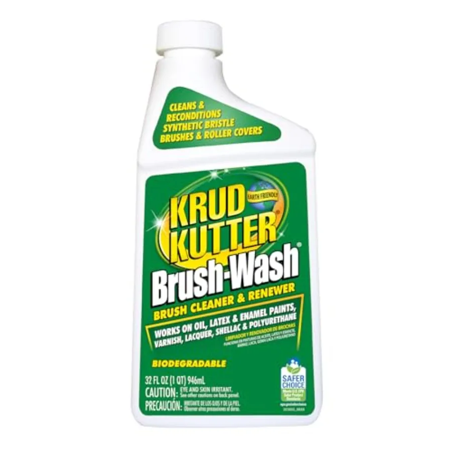

Krud Kutter Brush-Wash Cleaner and Renewer, 32 oz, Paint Brush Cleaner for Latex and Oil Based Paint, Restores Brushes and Roll