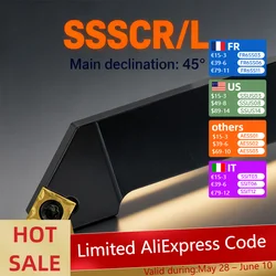 1pc SSSCR1616H09 SSSCR2020K09 SSSCL2525M09 External Turning Tool Holder SCMT Carbide Inserts Lathe CNC Cutting Tools Set