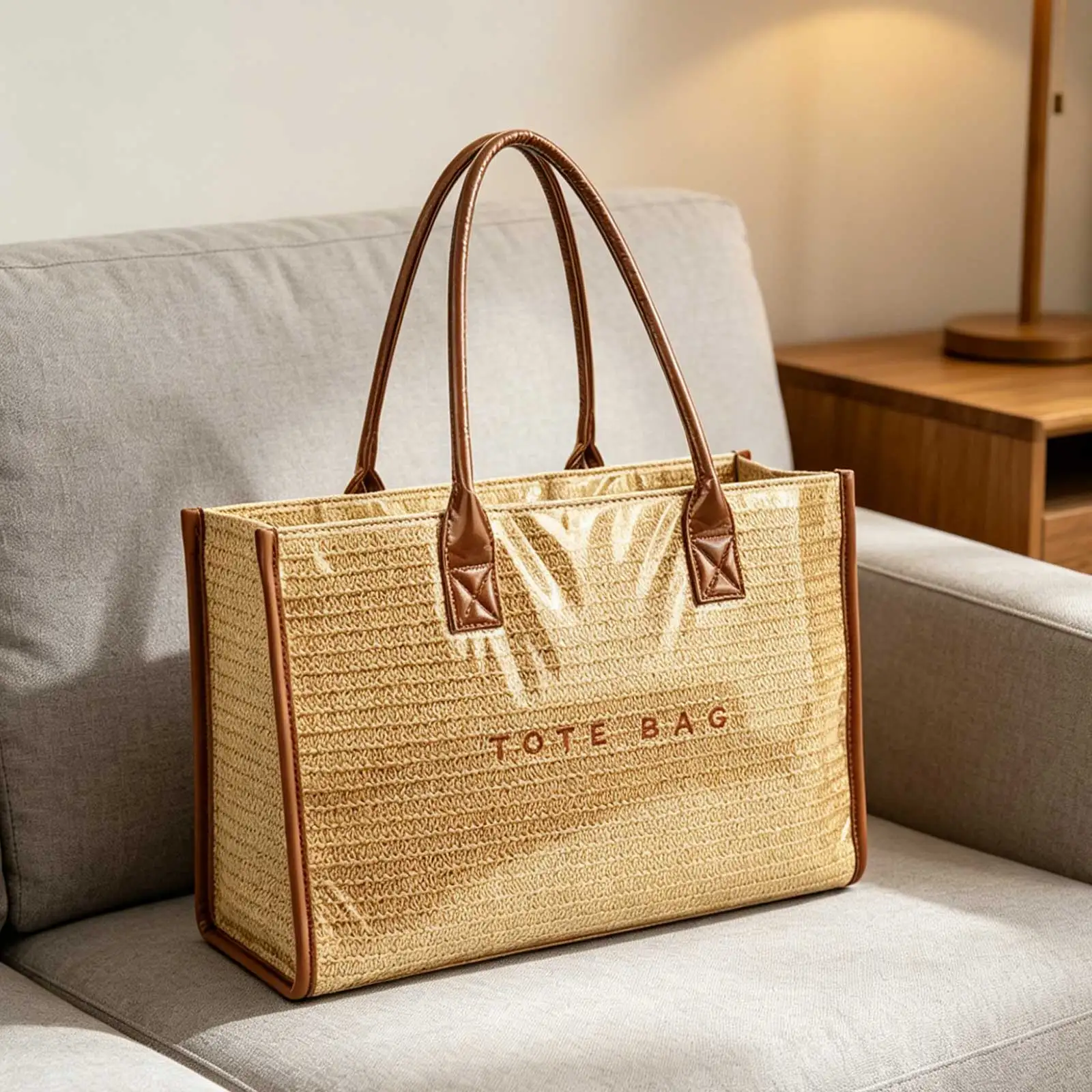 PVC Women Slouchy Tote Bag Lightweight Shoulder Handbag with Top Handle Trendy Commuter Bag for Shopping Work Dating Daily Use