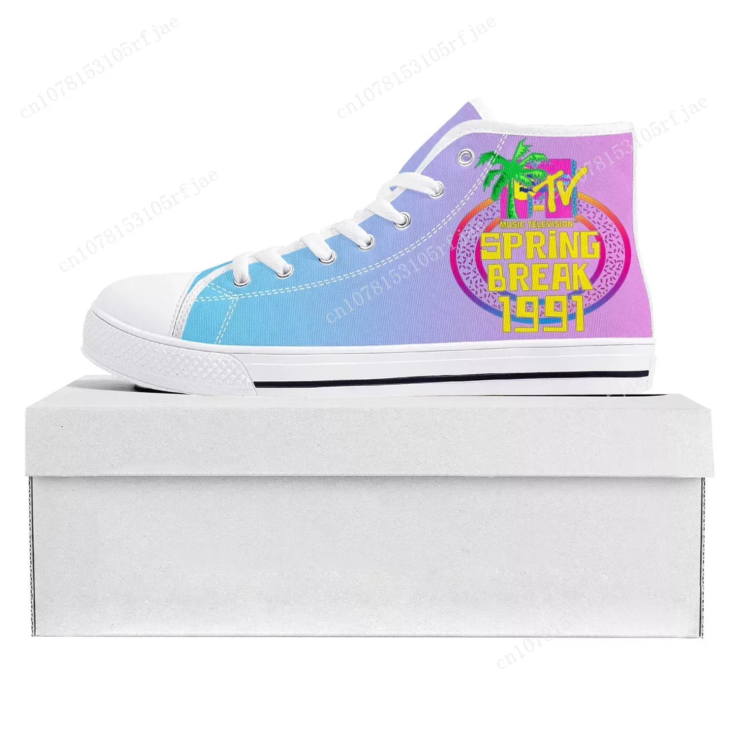 

MTV Spring Break 1991 Music High Top High Quality Sneakers Mens Womens Teenager Canvas Sneaker Casual Couple Shoes Custom Shoe