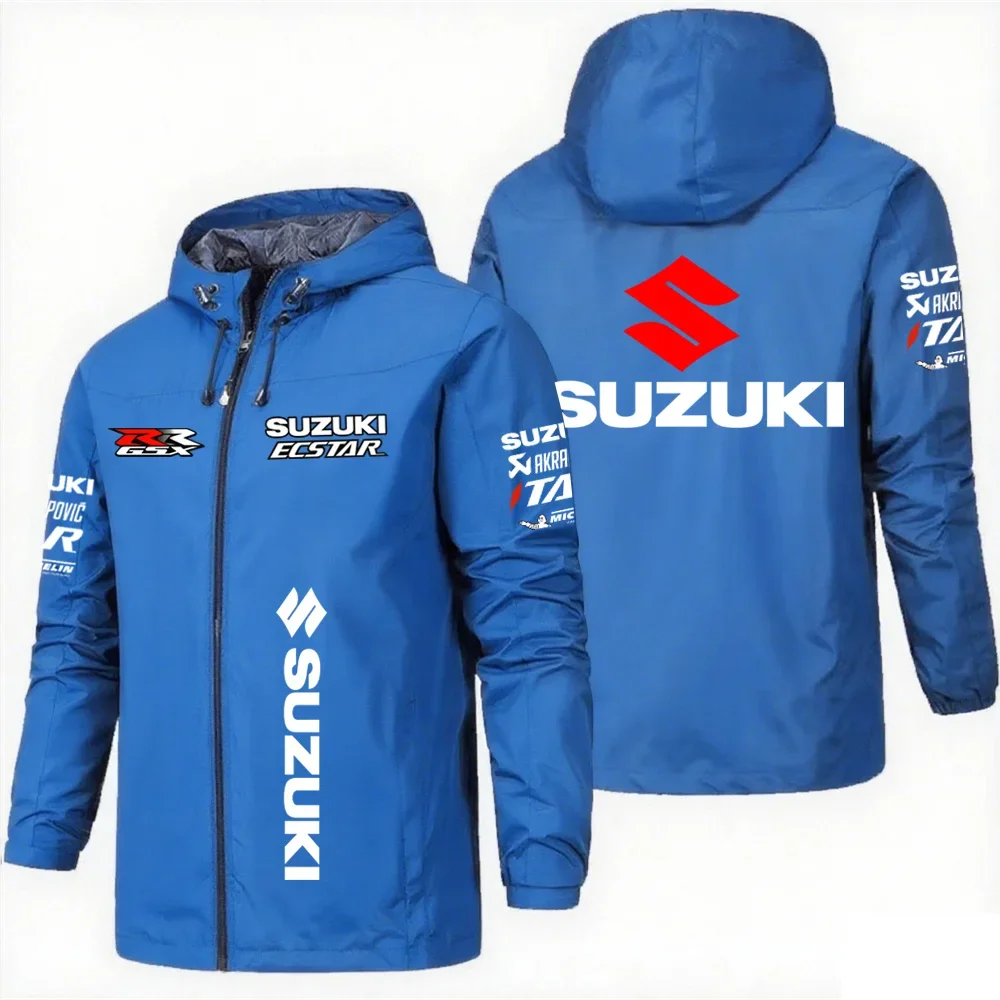 New Trendy Suzuki Logo Printed Racing Team Men's Jacket Suzuki Windproof Jacket Outdoor Sports Fashion Motorcycle Jacket Coats