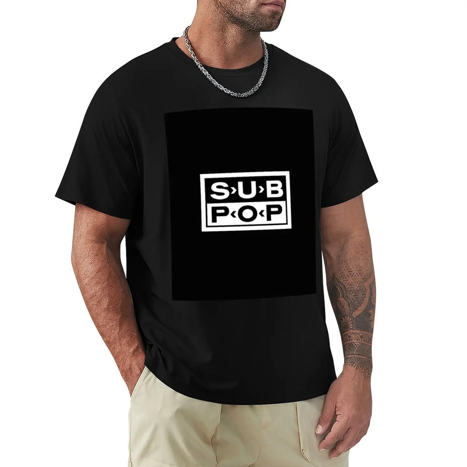 

Black sub pop records T-Shirt anime graphics tees tee shirts for men