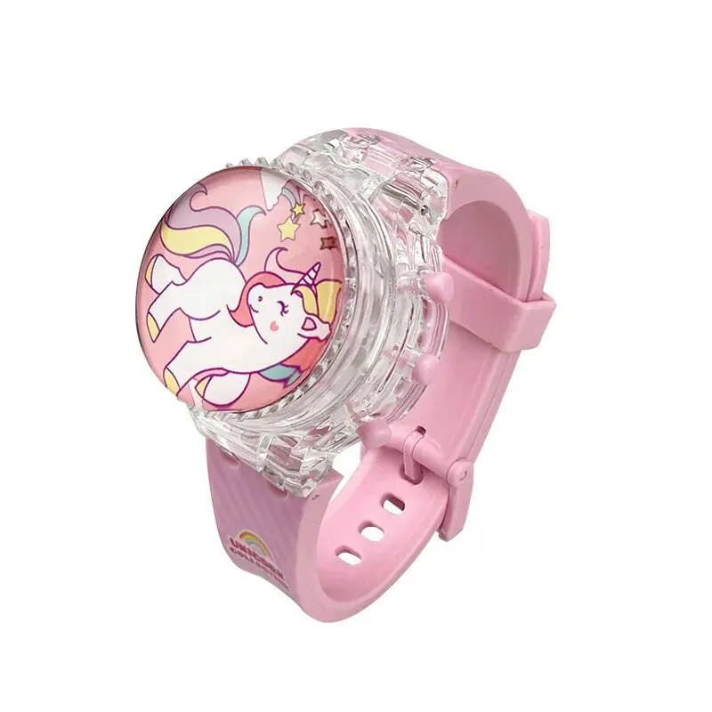 Fashion Creative Gyro Turntable Unicorn Light up Watch Students Watch Colorful Horse Light up Electronic Display