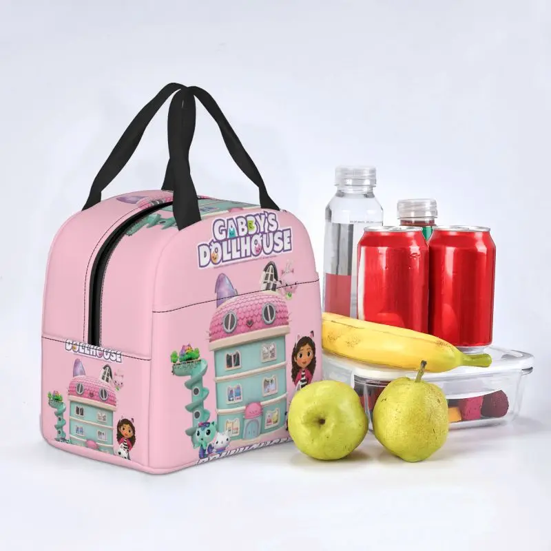 Gabbys Dollhouse Insulated Lunch Tote Bag for Women Mercat Cat Portable Thermal Cooler Bento Box School