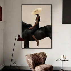 Modern Black Horse Canvas Wall Art Luxury Artwork Wall Painting For Bedroom Office Living Room Wall Decor