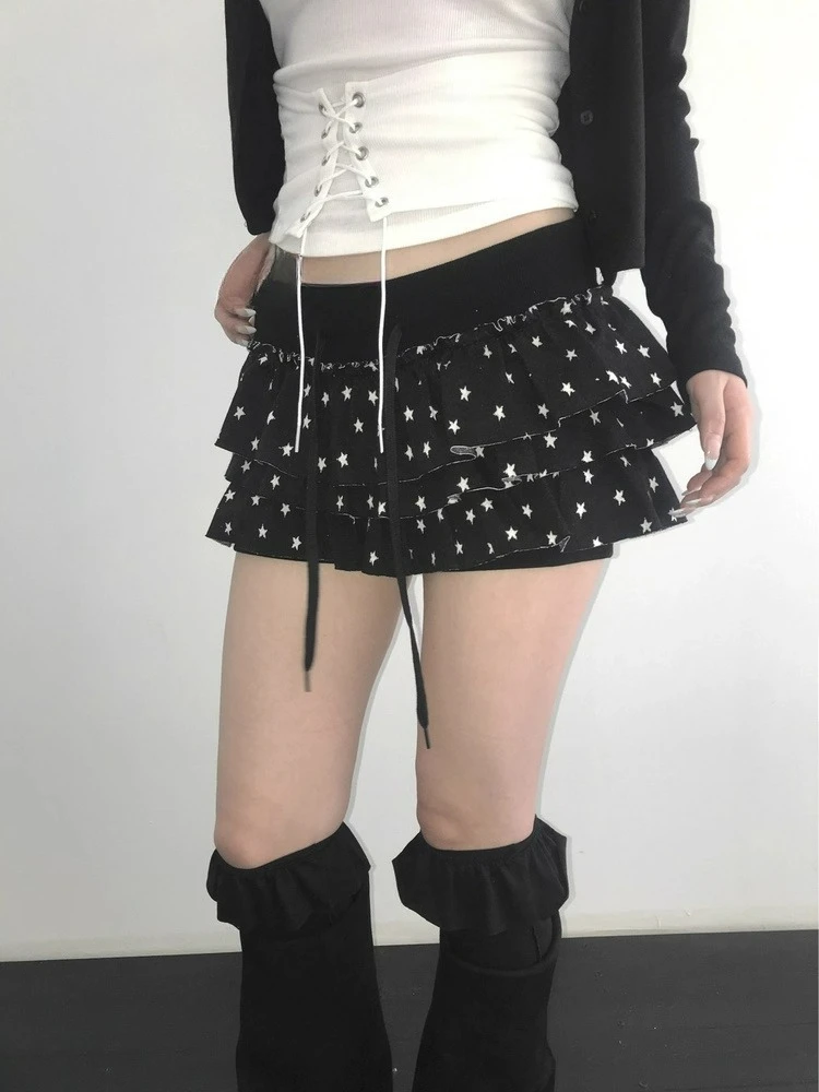 

2025 New Niche Star Printed Fluffy Cake Skirts Half Body Short Spicy Girl Y2k Skirt