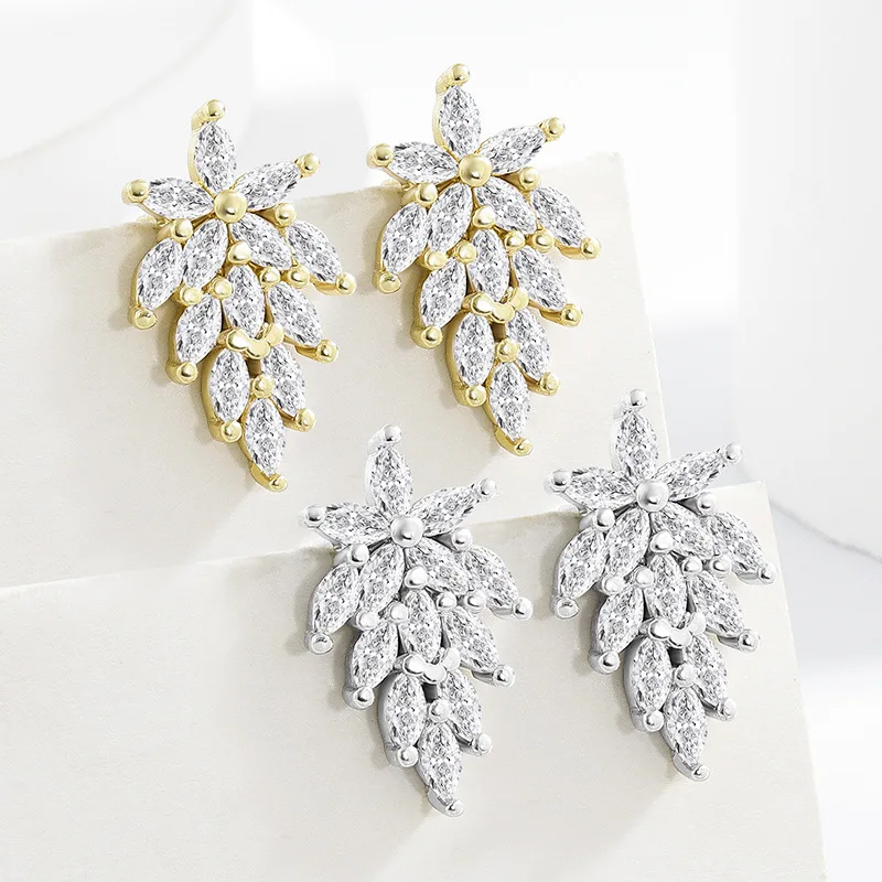

Stylish 925 Sterling Silver Christmas Tree Marquise Diamond Zirconia Stud Earrings Christmas Anniversary Women's Jewelry