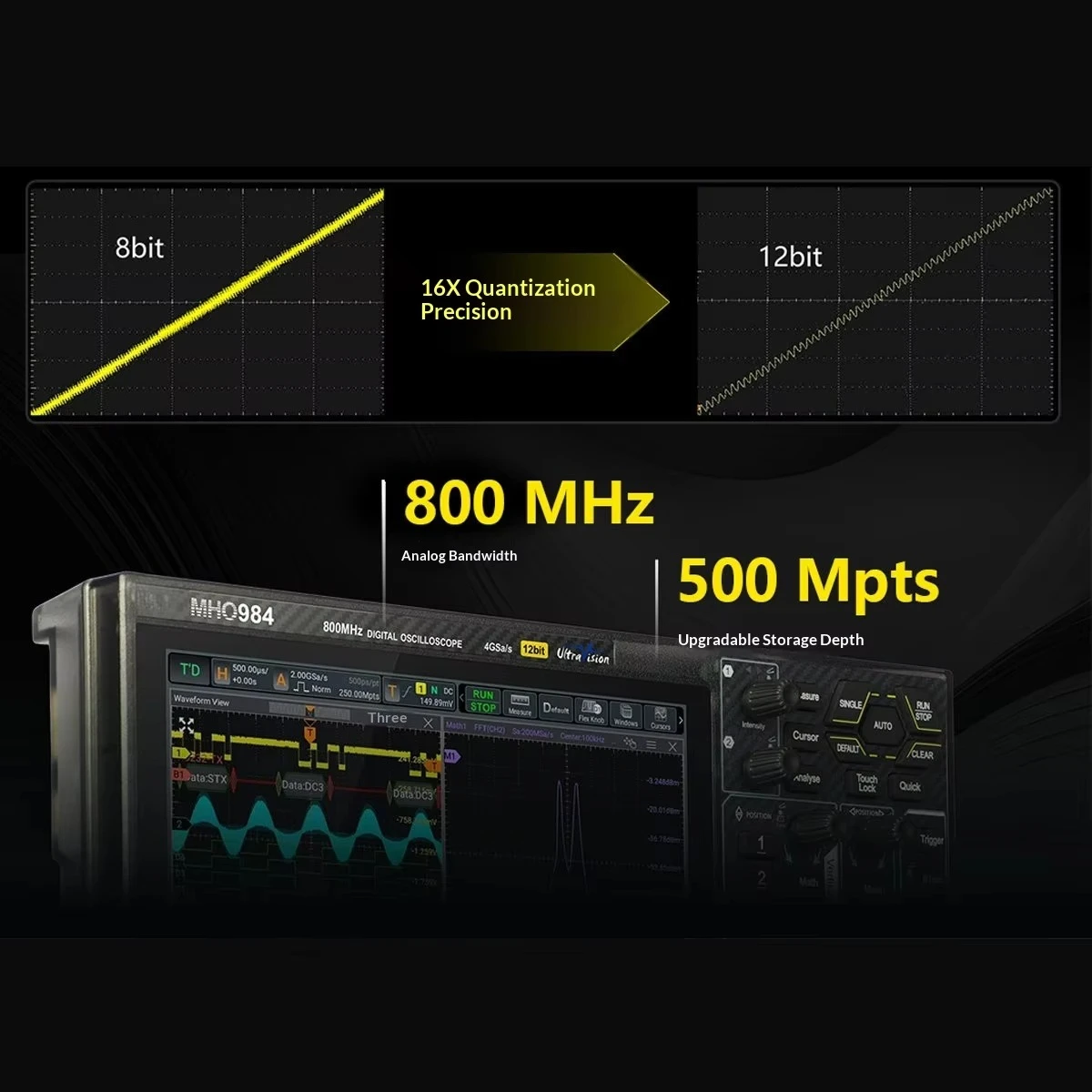 Source Digital Oscilloscope MHO954/984/934 Four-Channel 12-Bit Resolution High Accuracy Portable