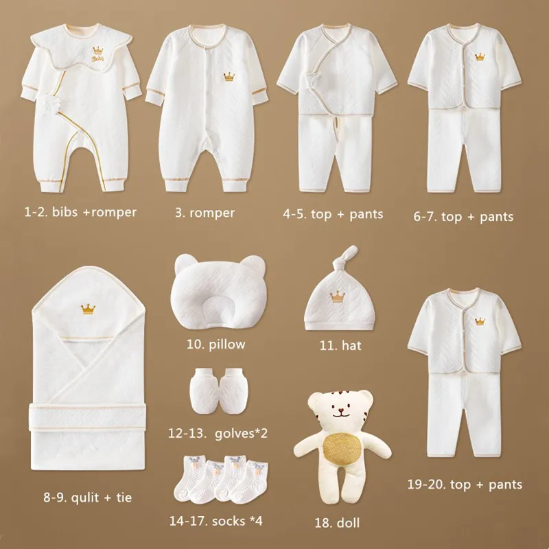 Newborn Baby Clothing Set 15/17/18/20 pieces/0-6 Months 100% Cotton Kids Clothes Suit Unisex Infant Boys Girls Clothing Set New