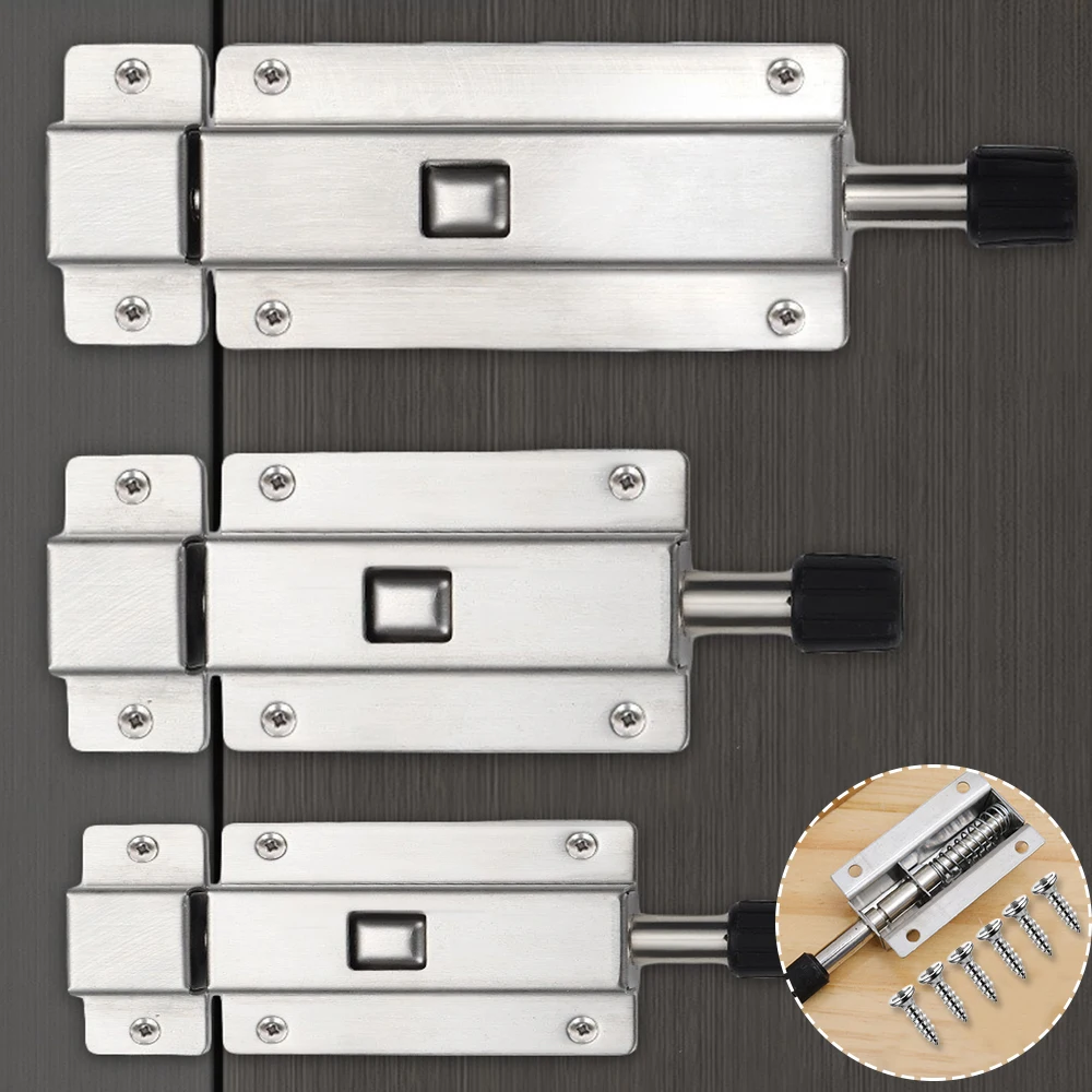 

S/M/L автоматическая пружинная защелка, болт раздвижного замка, самоэластичная дверная защелка из нержавеющей стали, дверной болт для ванной комнаты, инструмент для оконной фурнитуры