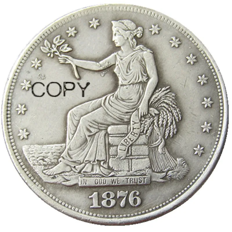 US 1876 P/S/CC/SC Trade Dollar Silver Plated Copy Coin