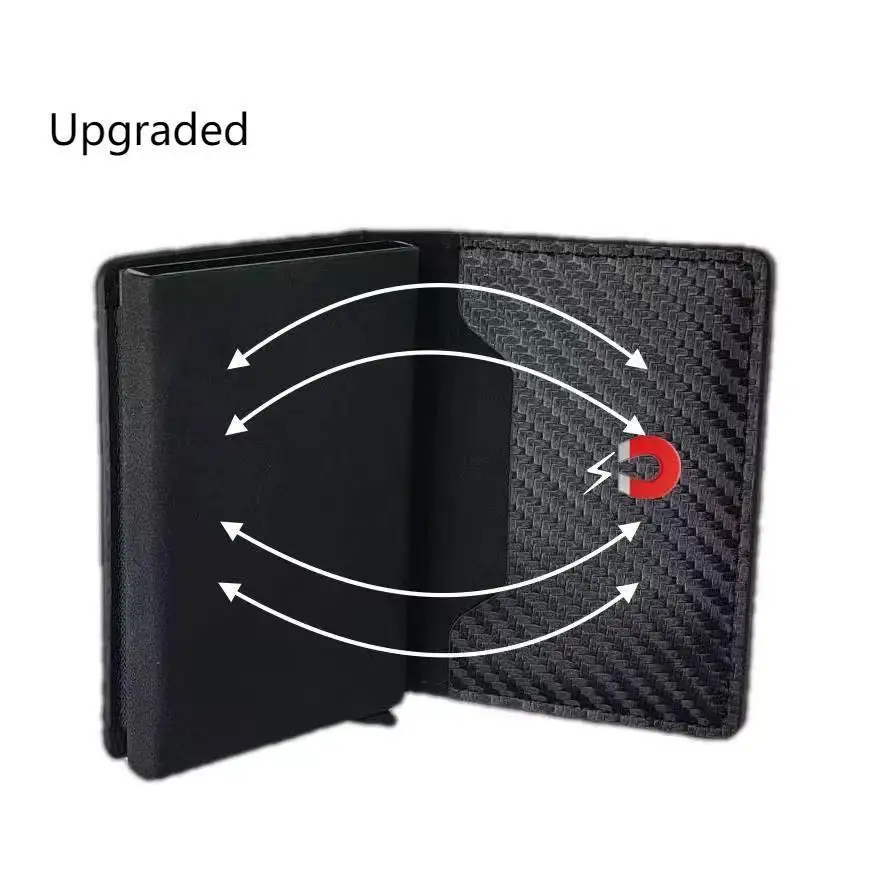 Magnetic Suction Effect Minimalist MEN'S Card Bag Wallet Black - Upgraded Magnetic Closure