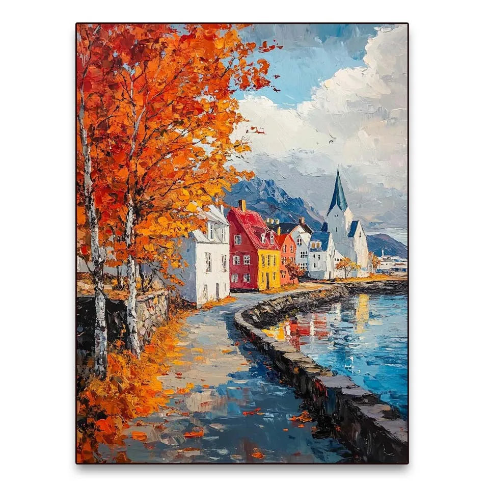 

Landscape Painting Handmade Oil Textured Impasto Wall Art Modern Living Room Decor Large Canvas Thick Brushstrokes Nature Scene