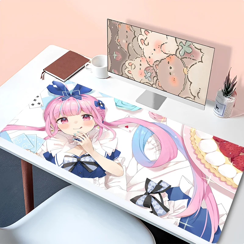 Hololive Minato Aqua Speed Mouse Pad Laptop Pink Kawaii Anime Girl Mousepad XXL Black Cat Keyboard Rug PC Gamer Cabinet Desk Mat