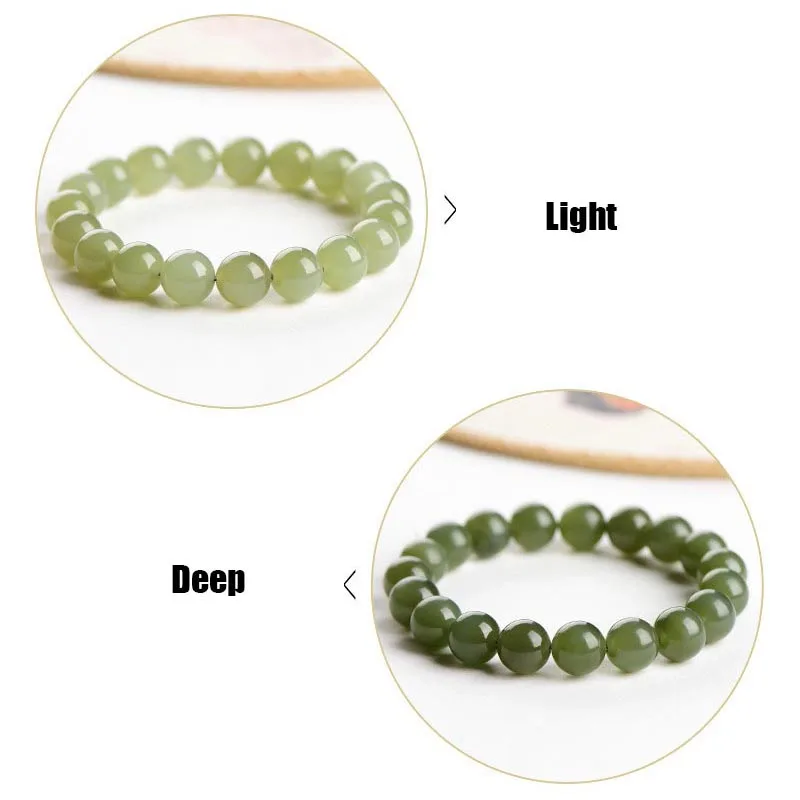 High-End Natural Hetian 8mm Green Jade Abacus Bead Bracelet Luxury Quality Fashion Jewelry Exquisite Elegant For Young Girl