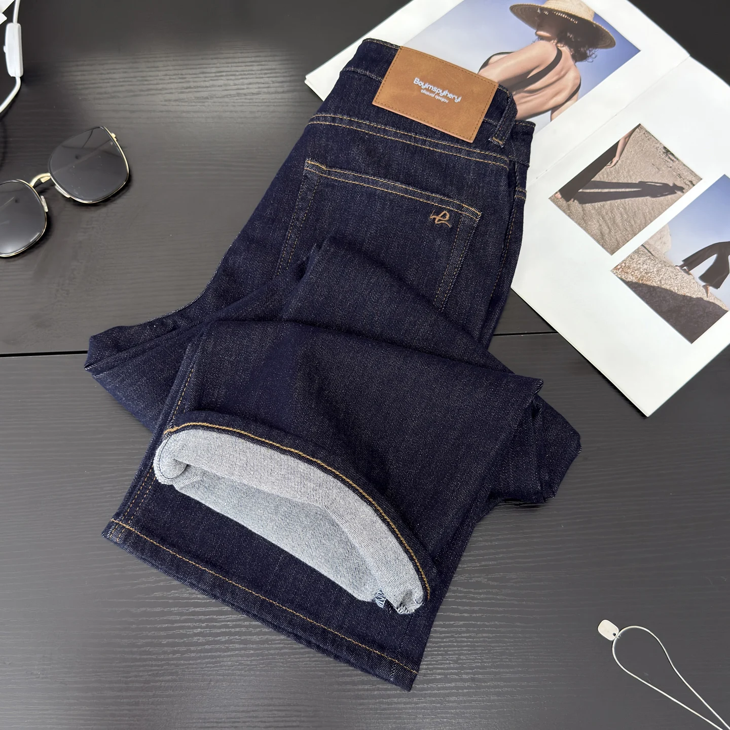 

High Waist Wide Leg Jeans Women's Straight Cut Slim Fit Knife Pants Retro Mixed Fiber Narrow Version Fall Season