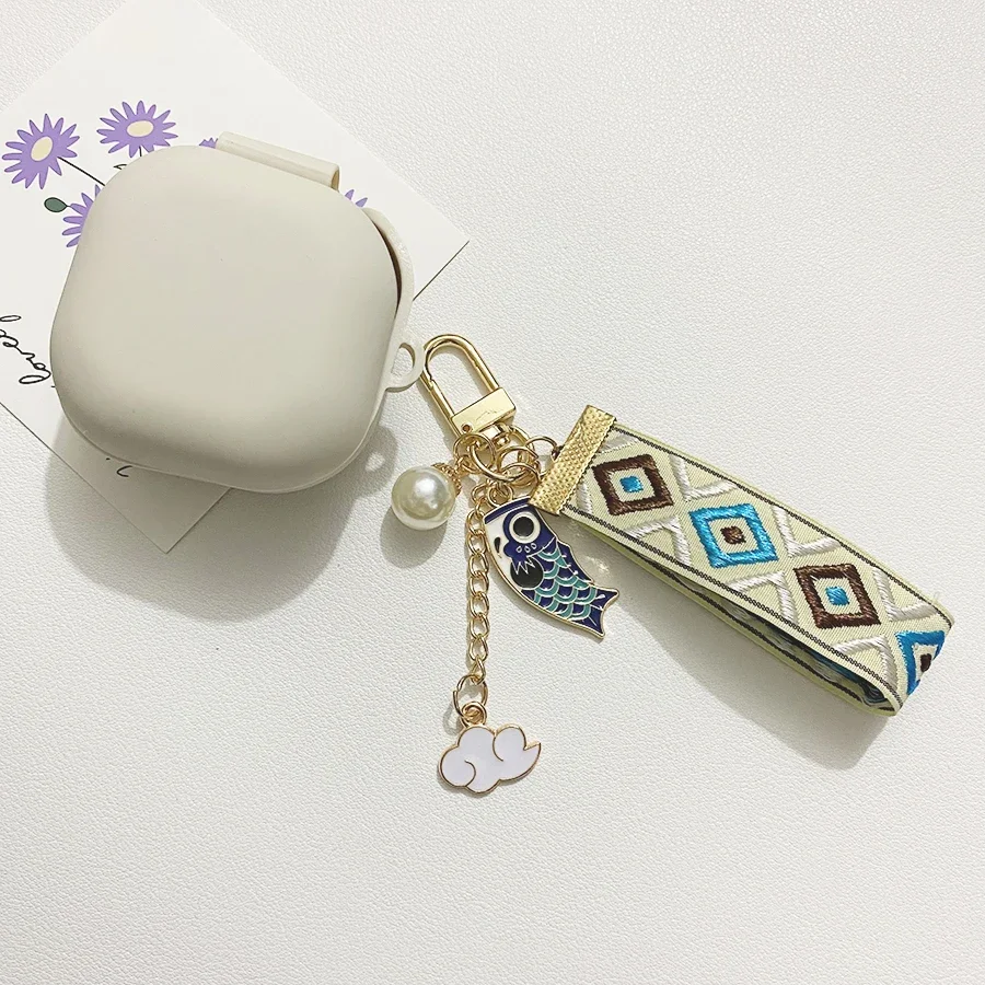 سيليكون حالات لسامسونج غالاكسي براعم لايف/براعم 2/براعم برو حالة الموضة قلادة المفاتيح مع سماعة سماعة فوندا