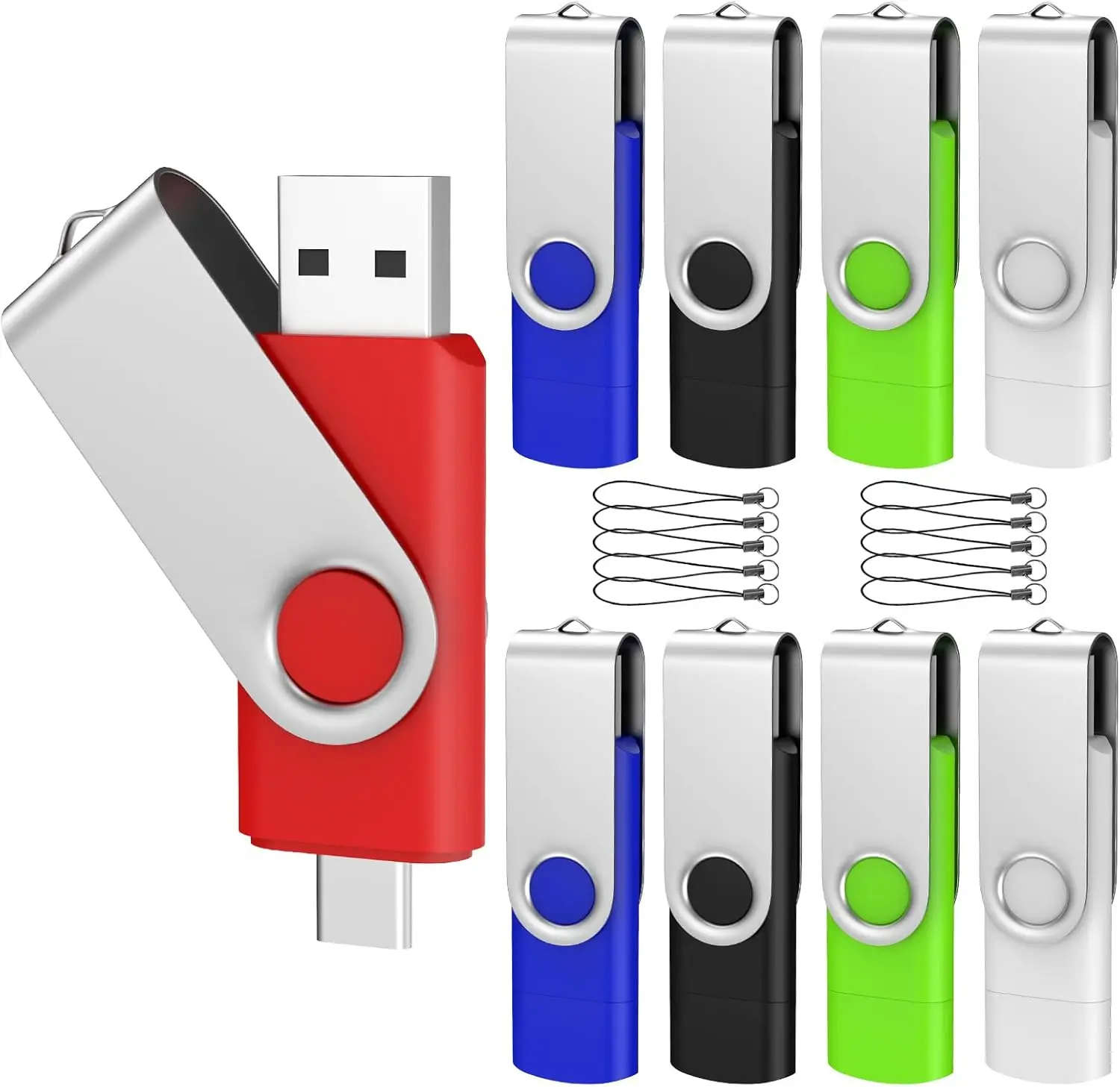 16GB USB C Flash Drive 10 Pack, Dual Type C Thumb Drive Compatible with iPhone 17/16/15, Android Smartphone, Computers