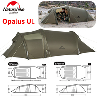 Naturehike Opalus UL Tent Camping Outdoor Travel Tunnel Tent 2/3 Person 15D Nylon Hiking Family 4 Season Tent Lightweight 2024