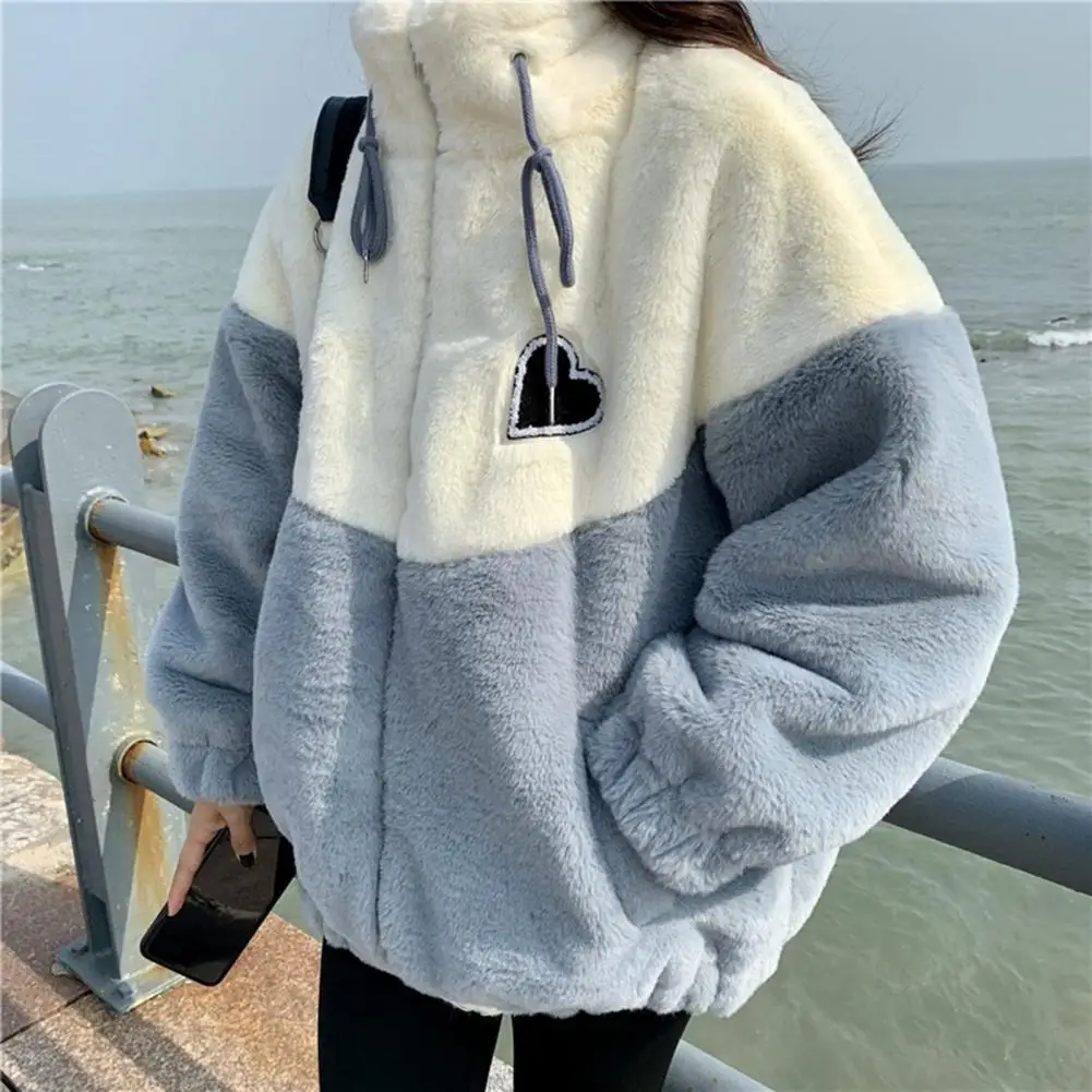 Winter Plush Warm Coat Soft Stand Collar Long Sleeve Thick Teddy Coat Casual Loose Outwear Fleece Faux Fur Women Jacket Cardigan