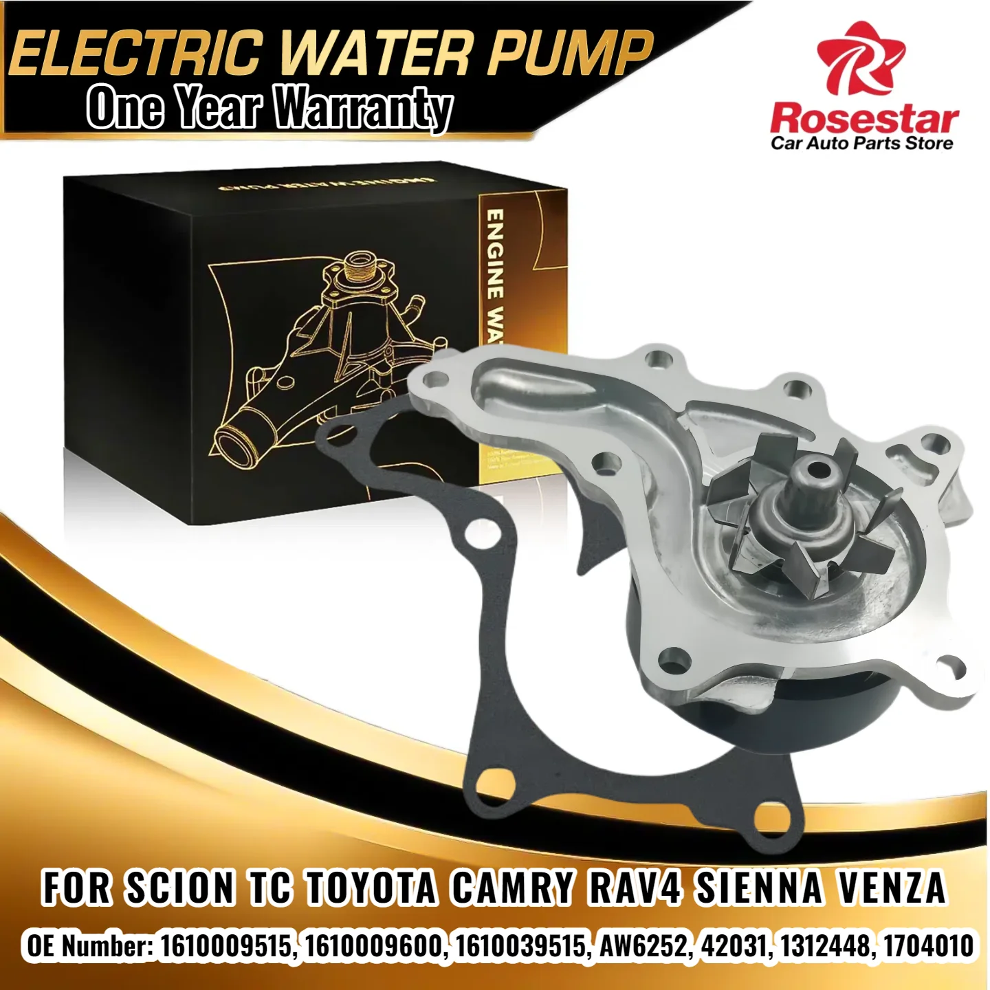 

Engine Water Pump for Toyota Camry Highlander RAV4 Sienna 2009-2018 2.5L/2.7L 1610009515,1610009600,1610039515,AW6252,42031