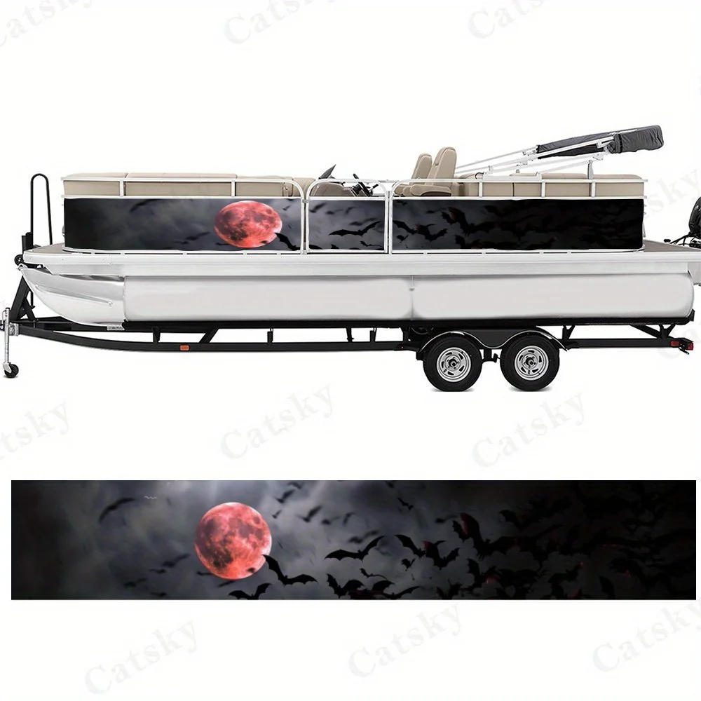 الخفافيش في الليل قارب ملصق الفينيل السفينة عائم سطح قارب الصيد الزخرفية قوارب عائم صائق #3