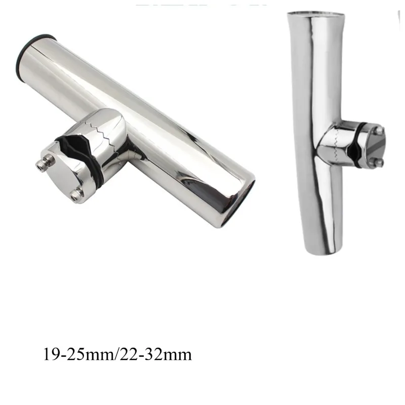 Marine Stainless Steel Boat Fishing Rod Holder 360 Degrees Rotation Clamp-on Rail Rotatable Rod Holder for 19-25mm/22-32mm Pipe