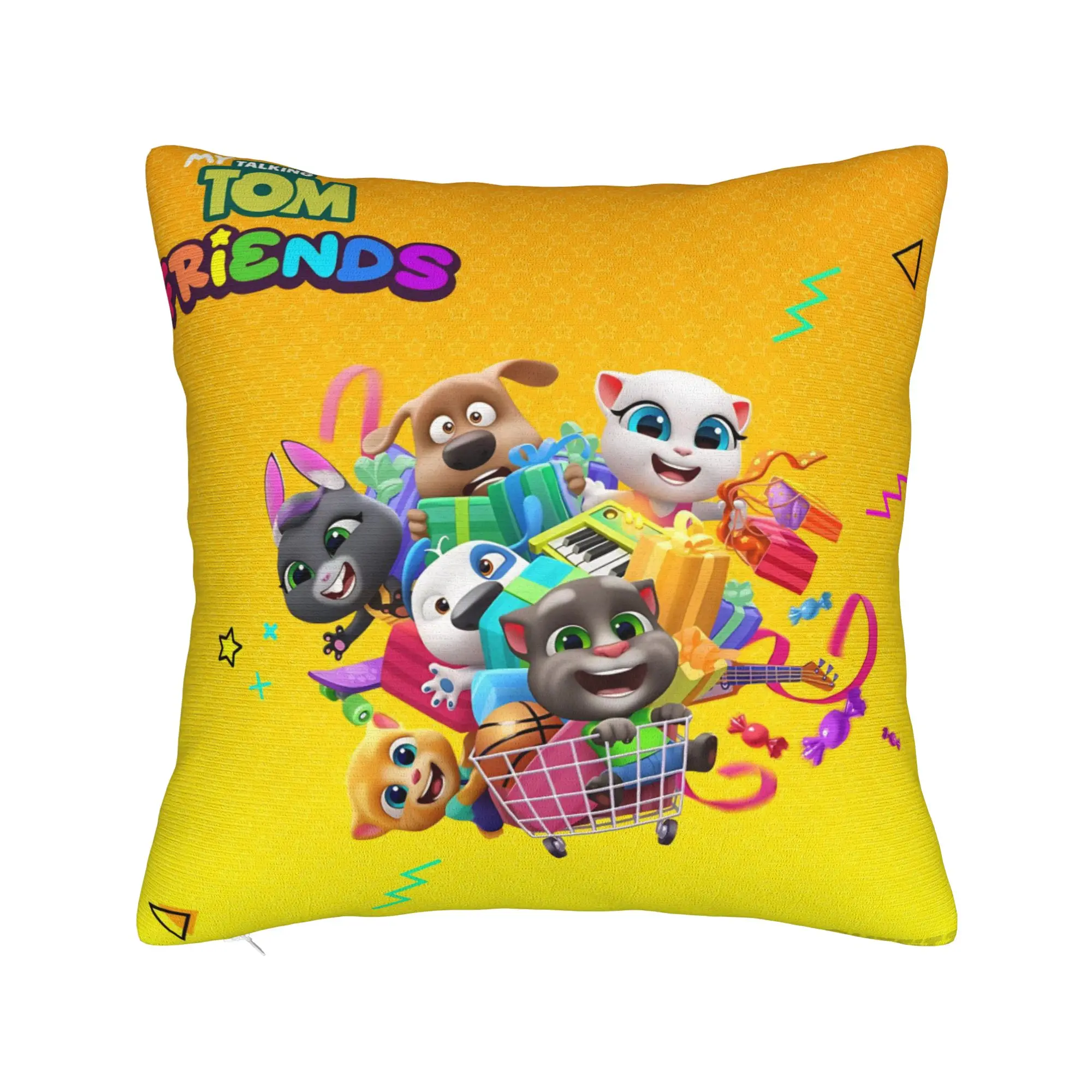 T-Talking T-Tom And F-Friends Pillow Cover Merch Printed Cushion Cover Decorative Throw Pillow Case Cover Living Room Multi-Size