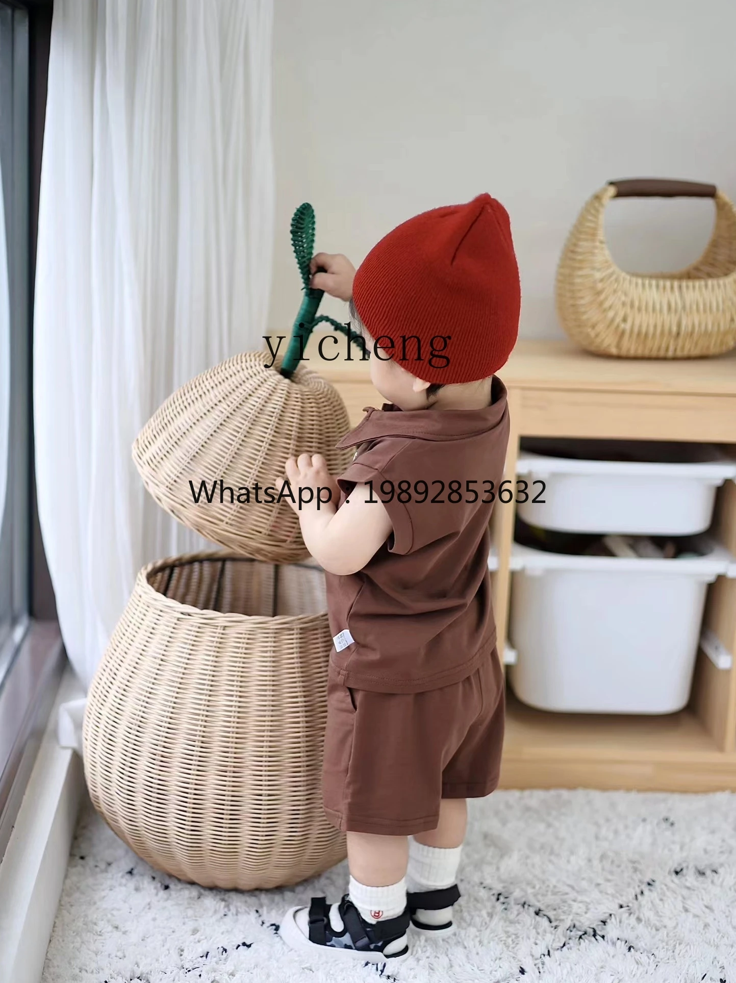 Rattan Storage Basket with Lid Small Mushroom Apple Basket Children's Simulation Toy Storage Basket