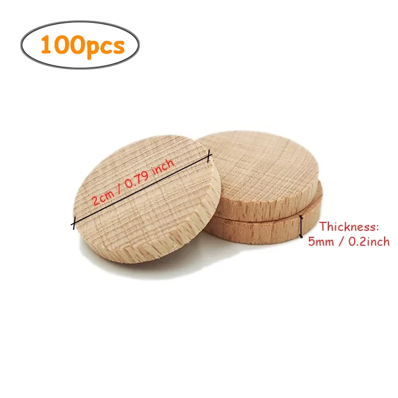 100pcs 2cm Unfinished Flat Wood Blank Round, Wood Round Circle Disc Cutouts for Crafts, DIY, Painting, Wood Burning, Home Decor