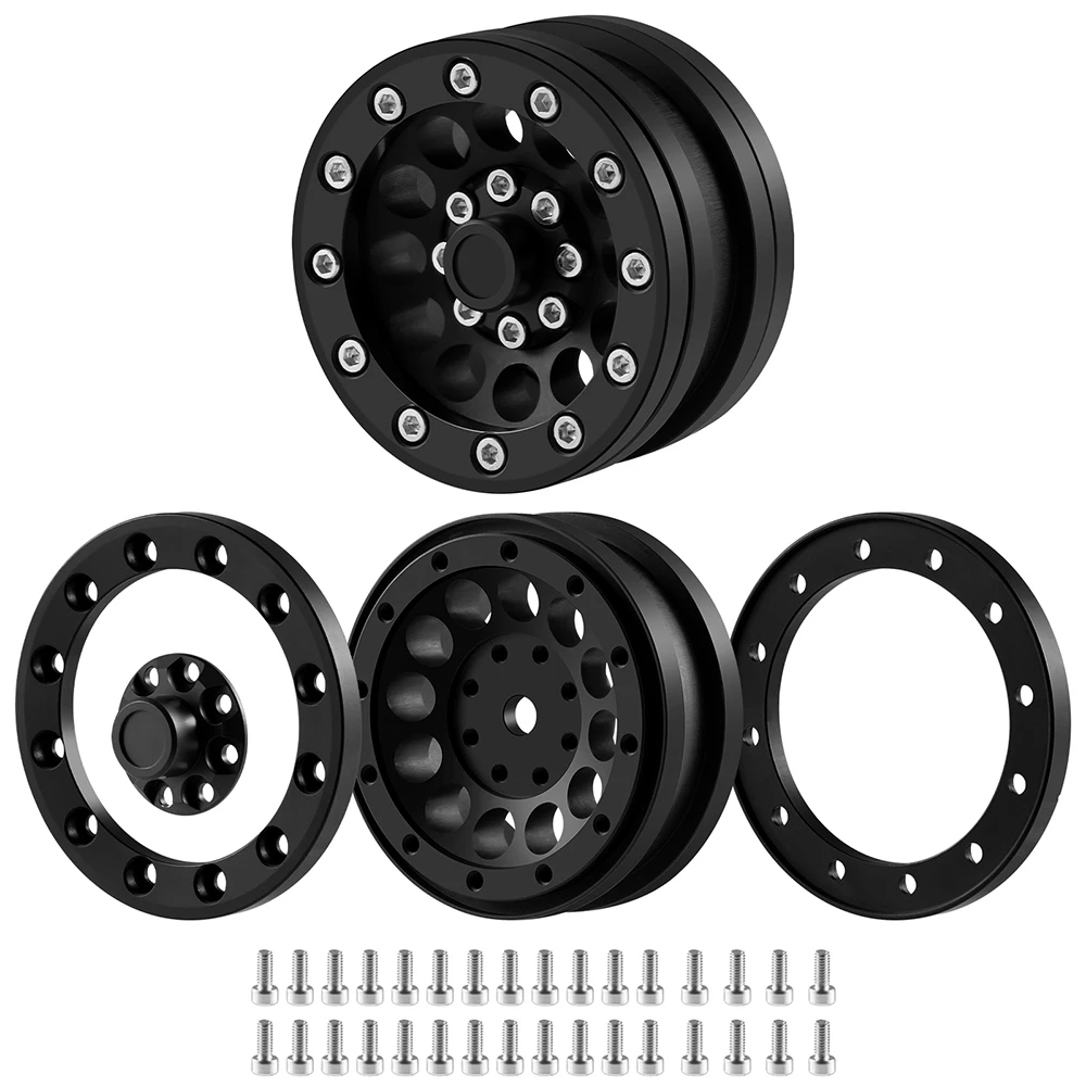 YEAHRUN 4 Stuks Metalen 1.9Inch Beadlock Velg Hub voor 1/10 Axiale SCX10 TRX4 TRX6 D90 D110 RC Rock Crawlers auto's