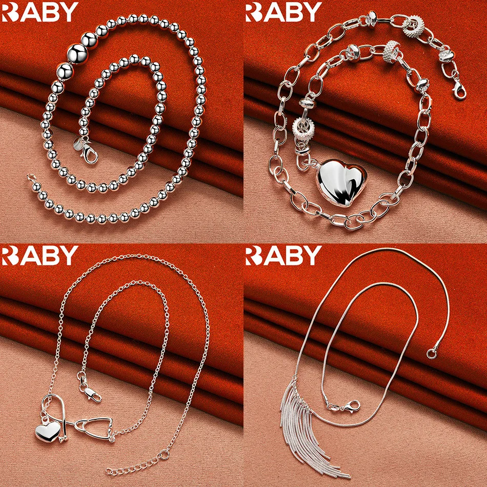 

URBABY 925 Sterling Silver 45cm Geometric Necklace For Women Men Charm Trend Birthday Gifts Fashion Party Fine Jewelry