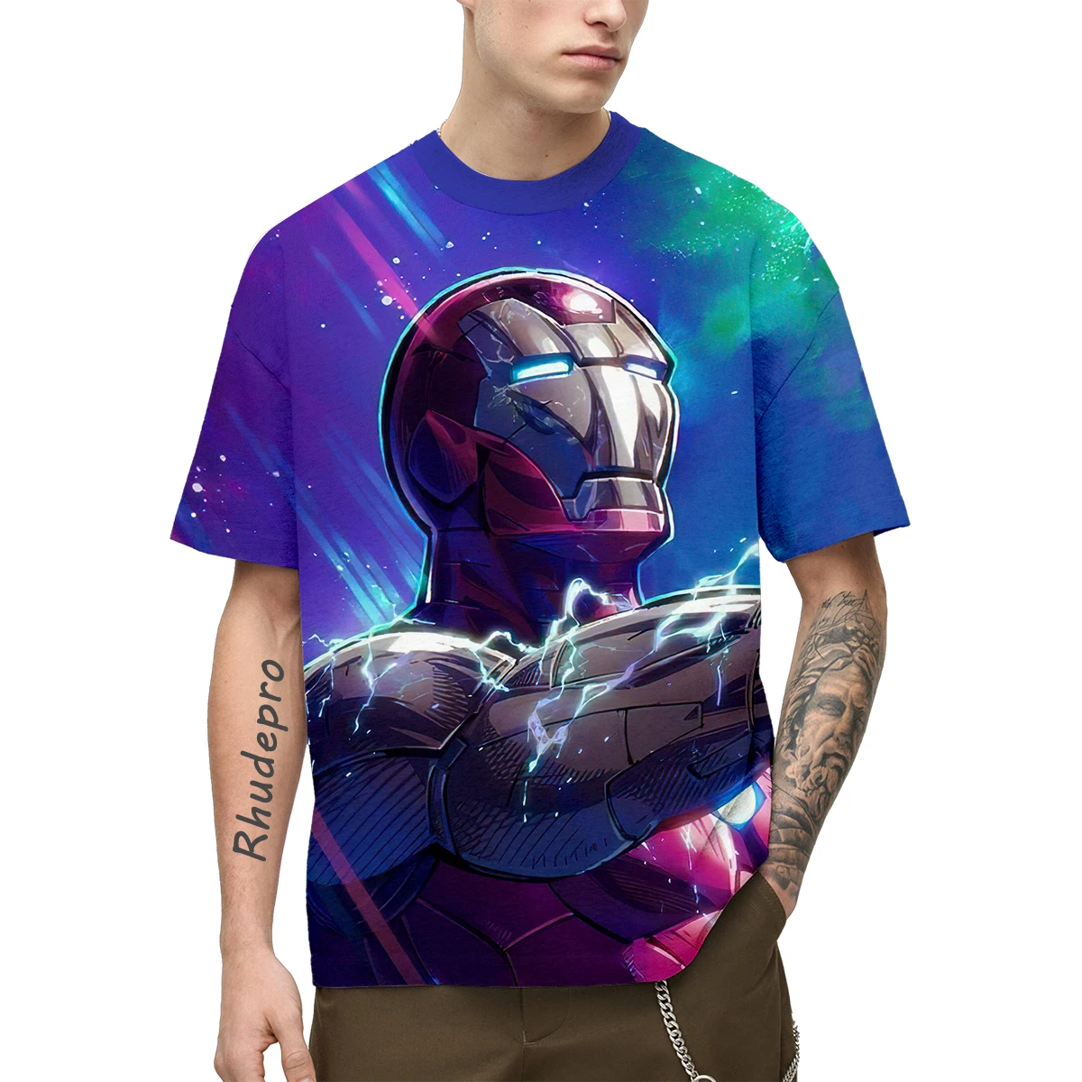 Miniso T-Shirts Avengers Iron Man Cartoon Anime 3D Print Streetwear Men Women Fashion Oversized TShirt Kids Tees Tops Clothing