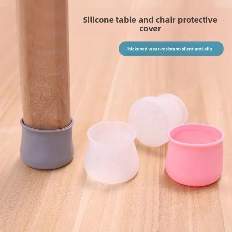 20Pcs Chair Floor Protectors Gray Silicon Chair Leg Cap Protection Cover Table Leg Pads