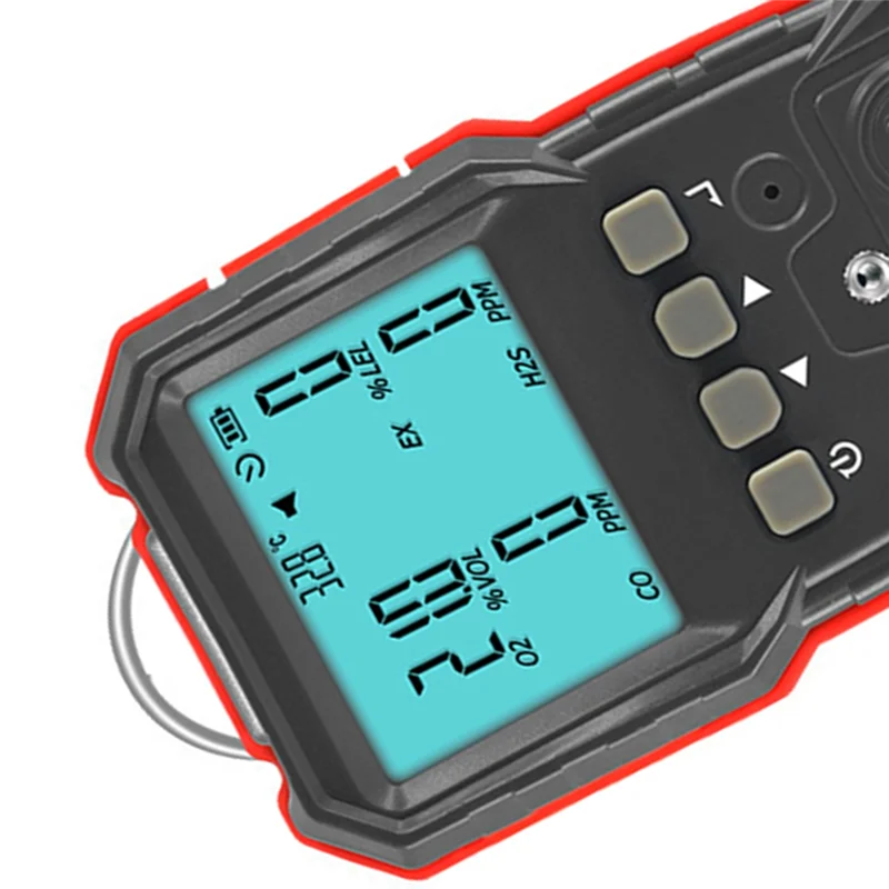 【FAST-SALE】Detektor Kebocoran Gas Mudah Terbakar Monitor Gas Majemuk Digital Layar LCD Isi Ulang Sensor O2 H2S CO Getaran Suara-Cahaya