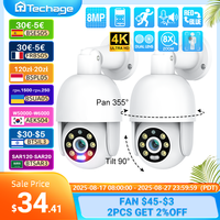 Techage 4K POE Security Camera Outdoor Camera PTZ Mobile Monitoring Auto Tracking Human Detection Surveillance Kit