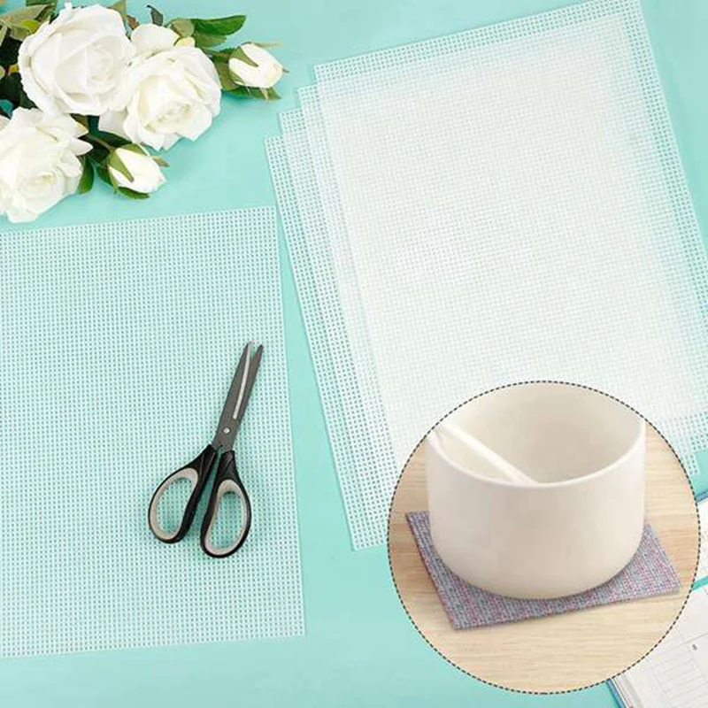 20 Sheets Plastic Canvas, 13X10.2Inch 7CT Transparent Plastic Mesh Canvas Sheets For Embroidery Cross Stitch Mesh Sheets Durable