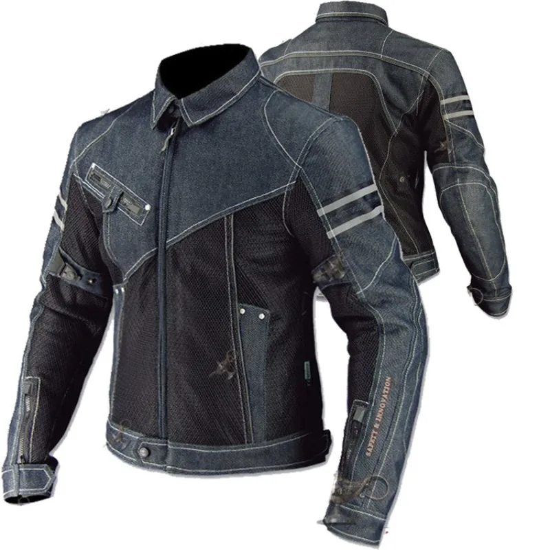 Riding Jacket Spring Breathable Denim Mesh Racing Ride High-performance Drop Resistance Clothing Motorcycle Jacket JK006