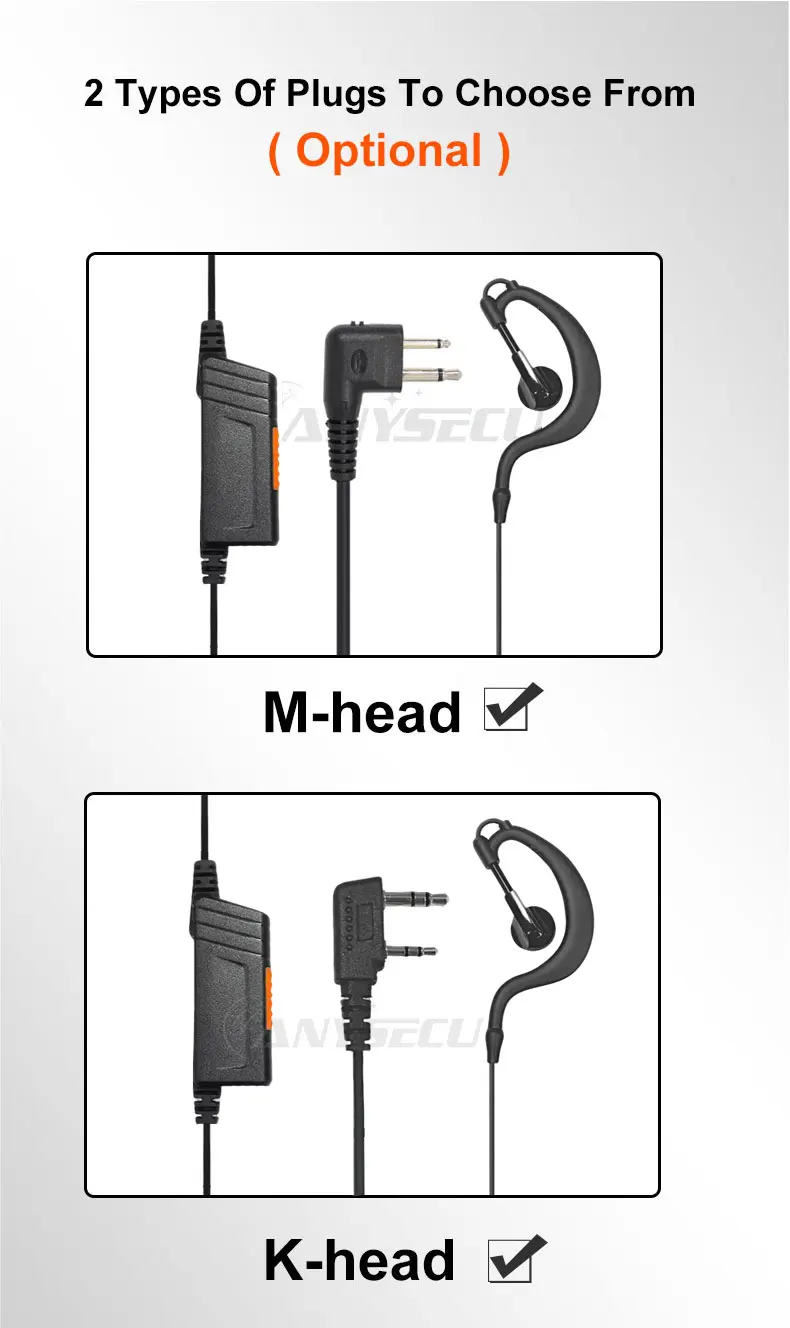 2PCS Walkie Talkie Headset Kopfhörer Kopfhörer Für Kenwood Baofeng UV-5R UV82 UV-17 UV 32 Tytera TC-UV8000 ANYSECU DM-A6 AC-215R – Detail 16