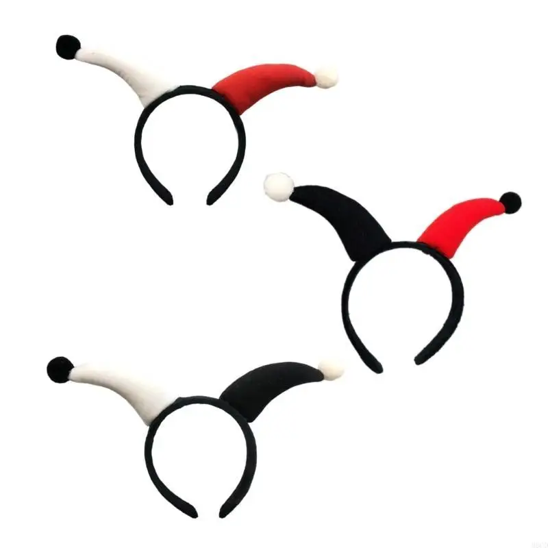 M6CD ぬいぐるみピエロヘッドバンド楽しいホーン帽子ハロウィンやドレスアップイベント大人子供パーティーギャザリングかぶと