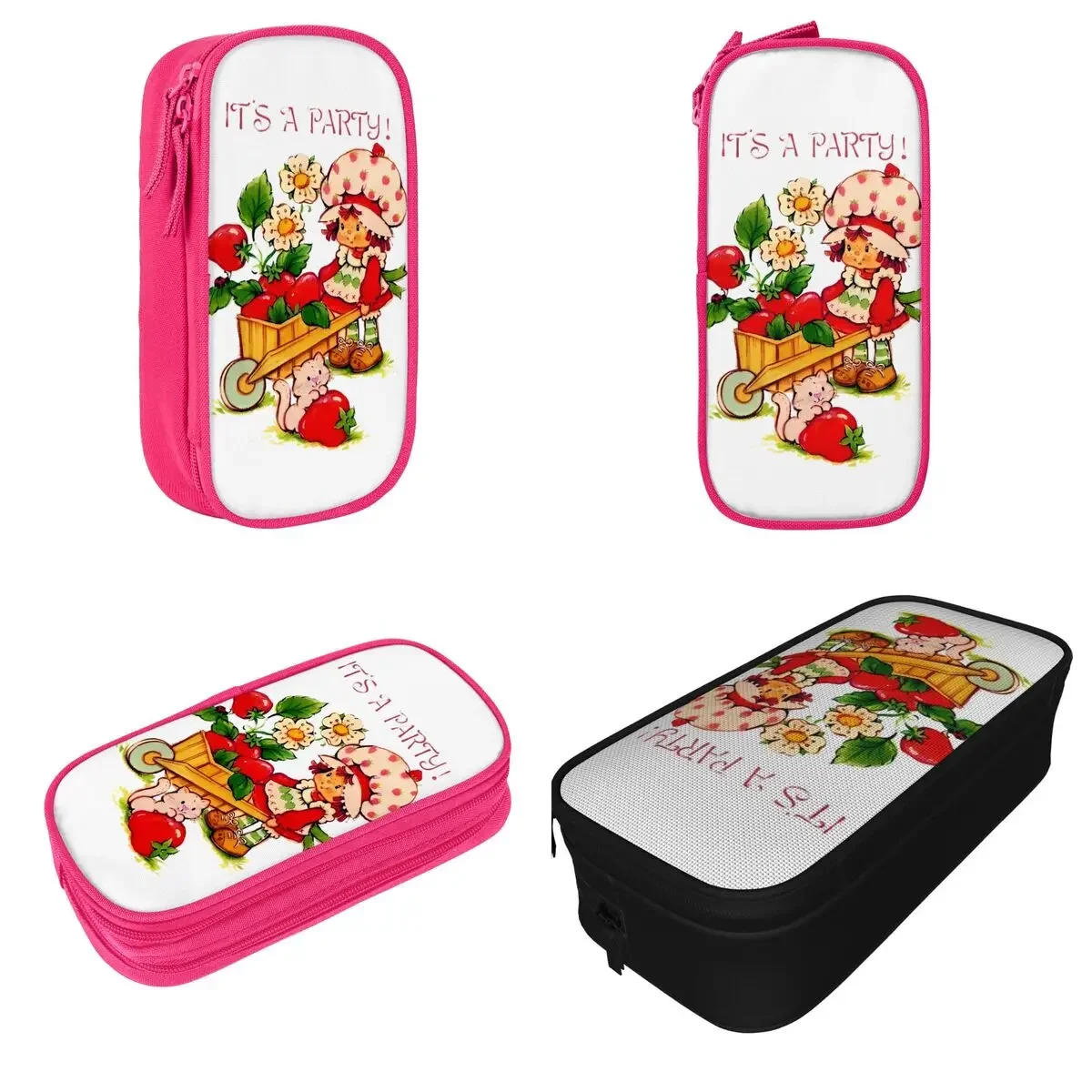 New ITS A PARTY Strawberry Shortcakes Pencil Case Pencilcases Pen Holder for Girl Boy Large Storage Bag Office Gifts Stationery