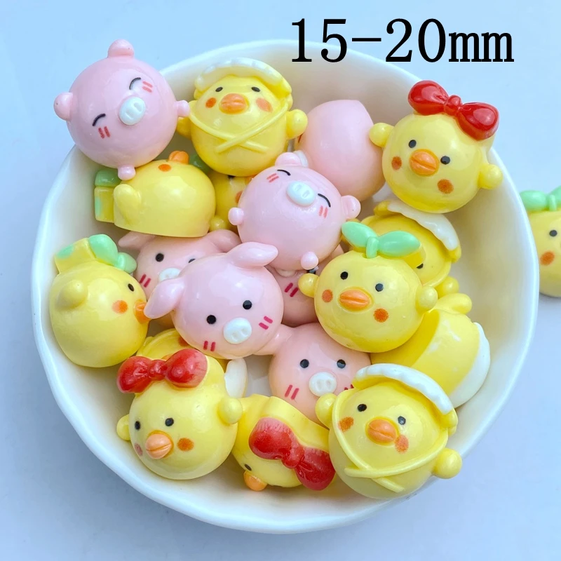 10Pcs New Cute Resin Mini 15-20mm Chicken And Pig Series Flat back Scrapbooking DIY Jewelry Craft Decoration Accessories