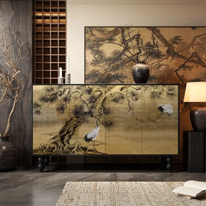 

Light luxury crane living room hotel homestay clubhouse lobby dining side storage cabinet