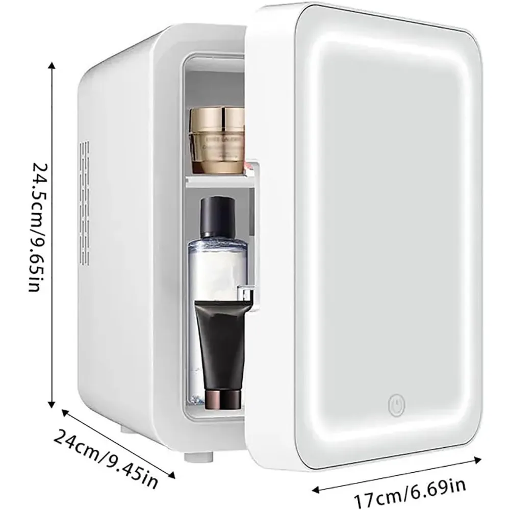 Beauty Cosmetic Refrigerator, Professional Skincare Fridge with LED Lighted Mirror, 4 Liter Capacity and Efficient Heat Dissipat