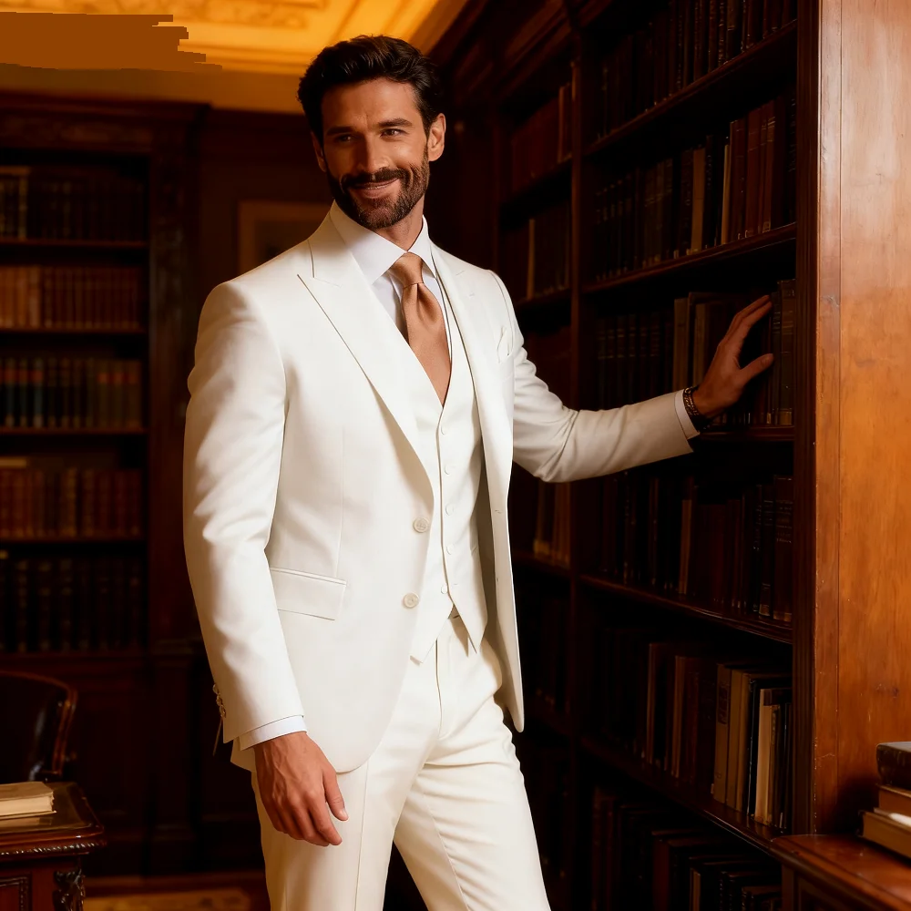 

Novo Marfim & Rose Dark Formal Business Men's Tuxedo Groomsmen Wedding Celebration Commencement Male Smoking Suit