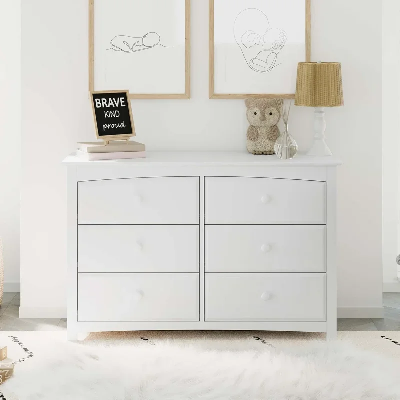 Kenton 6 Drawer Double Dresser (White) For Kids Bedroom, Nursery  Organizer, Chest Of Drawers  Bedroom, Universal Desi