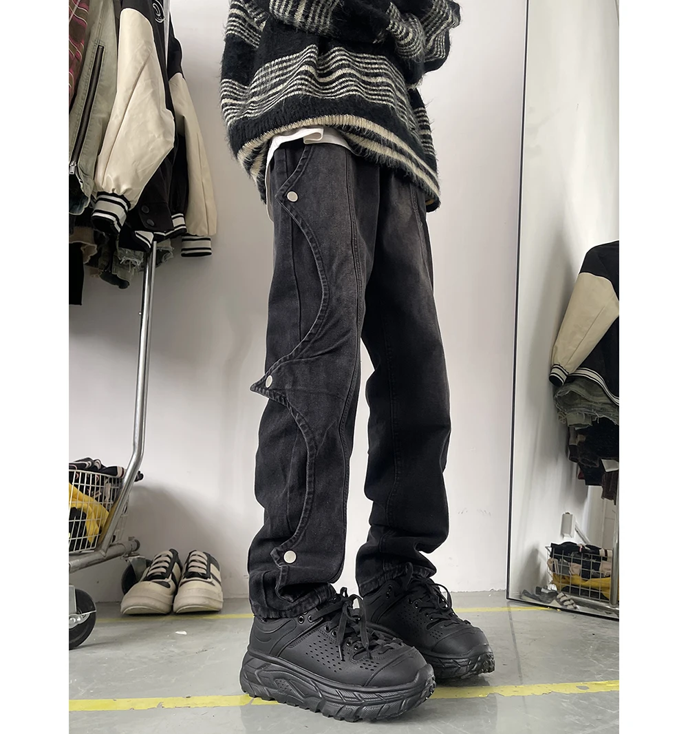 

Мужские джинсы Bla прямого кроя в американском стиле High Street, весна-осень, новые модные облегающие длинные брюки для молодежи