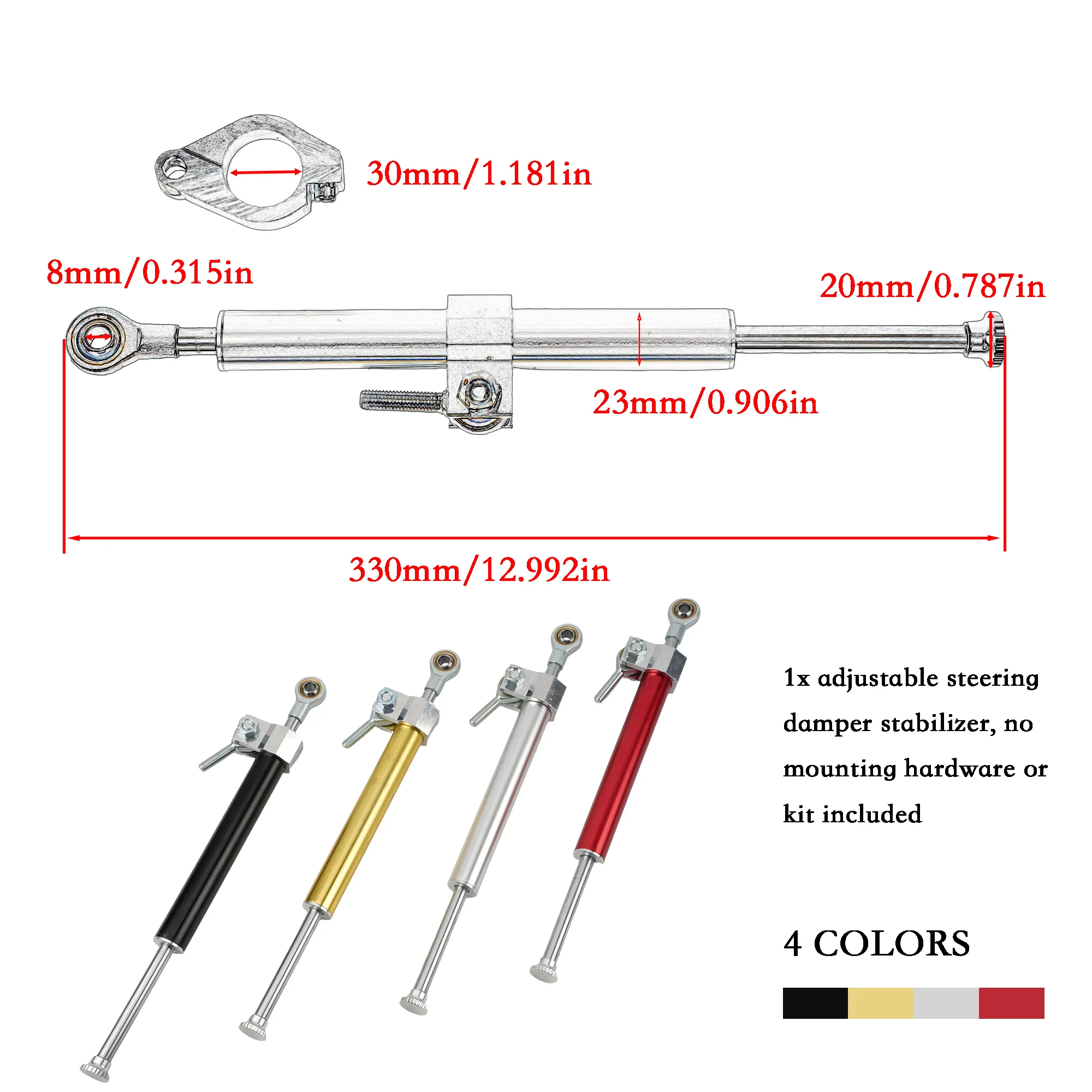 330 مللي متر دراجة نارية امتصاص الصدمات الاتجاه المثبط اكسسوارات شوكة استقرار دراجة نارية التوجيه المثبط الألومنيوم أجزاء الدراجة الترابية