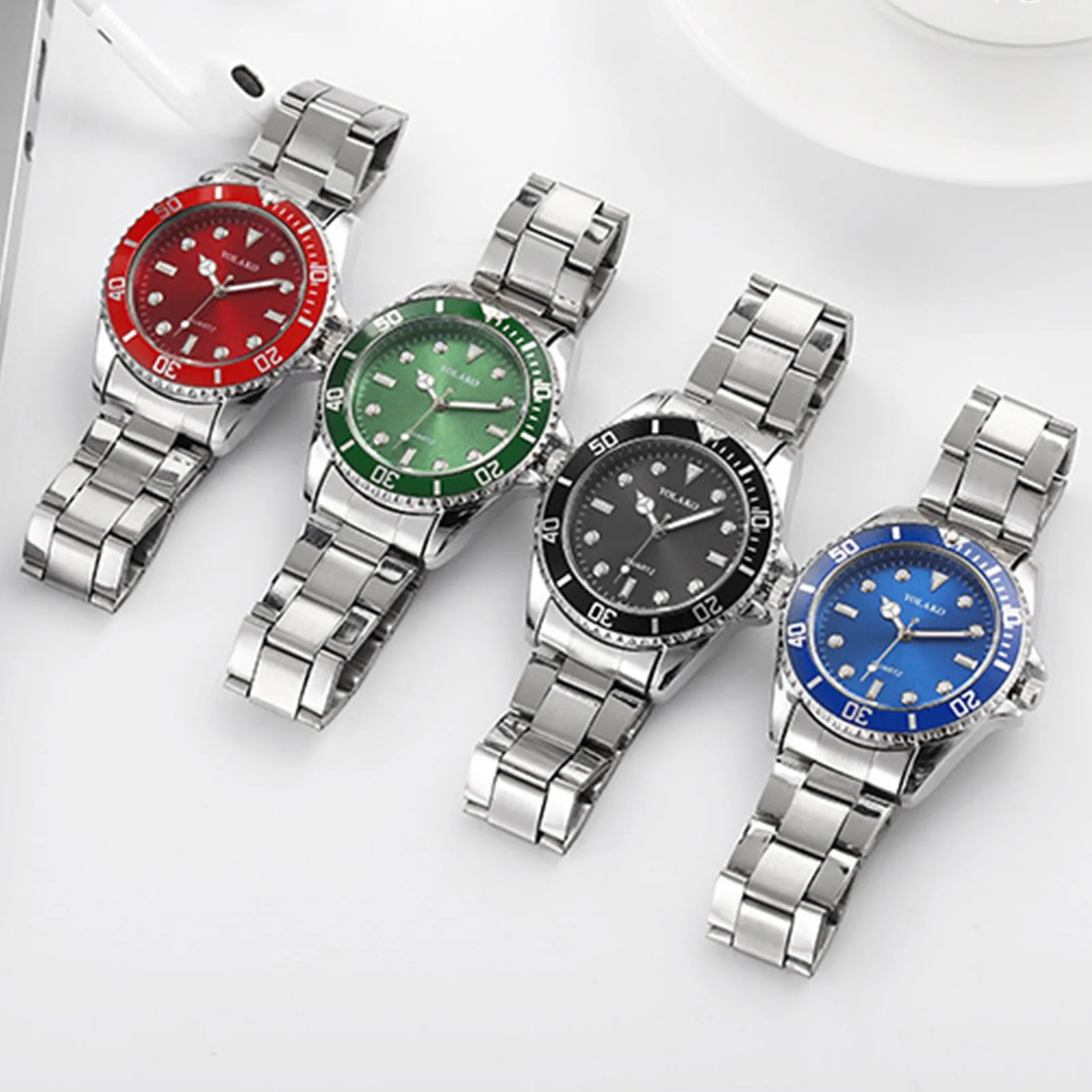 Men'S Fashion Quartz Watch Casual Stainless Steel Quartz Strap Analog Watch Simple No Digital Dial Multiple Colors Optional