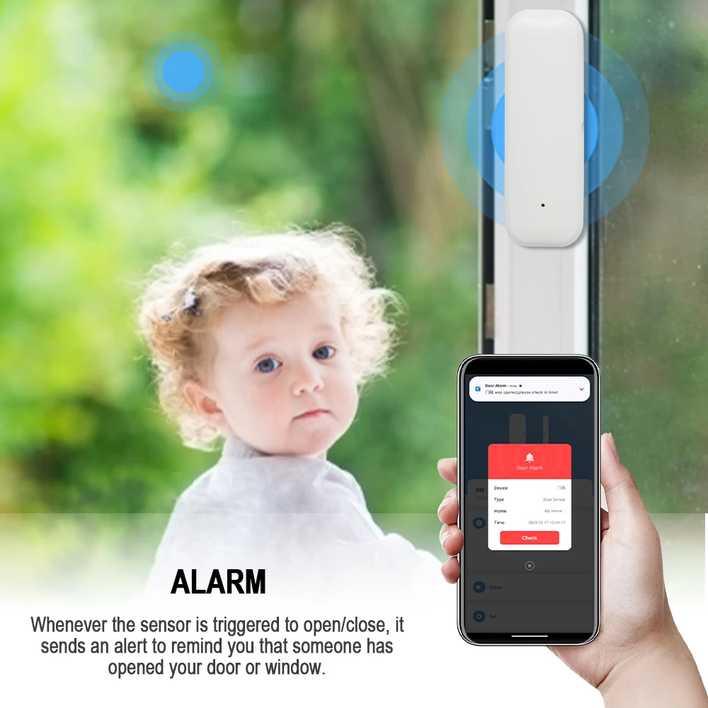 Датчик двери Zigbee, датчик окна, умный дом, беспроводной детектор двери, система сигнализации открытия/закрытия двери для приложения Tuya/Alexa Google